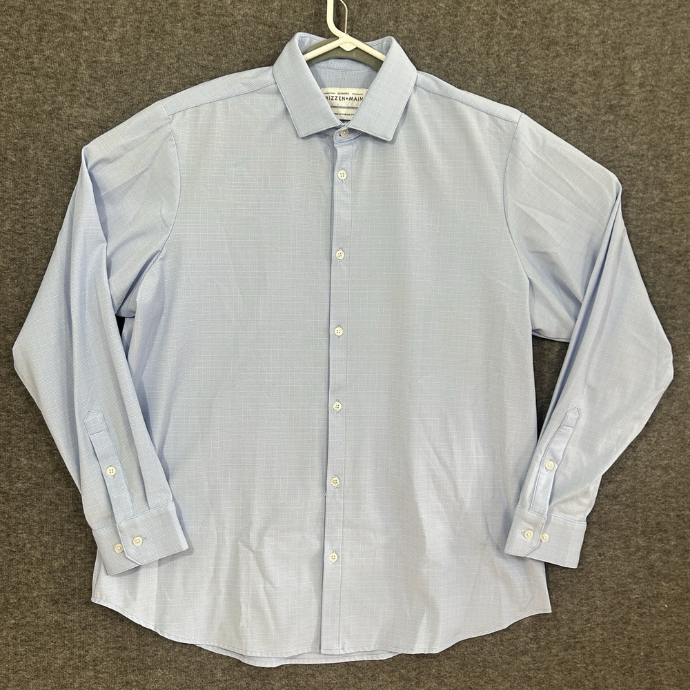 Mizzen+Main LS Dress Shirt Leeward Men's XL Standard Fit Performance Light Blue